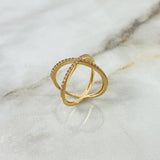 Anillo X 3.6gr / T5 3/4 / Circones Blancos Oro Amarillo ©