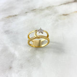 Anillo Luna Estrella 4.55gr / T8 1/4 / Circones Blancos Oro Amarillo ©