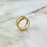 Anillo Luna Estrella 4.55gr / T8 1/4 / Circones Blancos Oro Amarillo ©