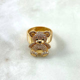 Anillo Oso 7.6gr / T6 1/2 / Circones Blancos Negros Oro Amarillo ©