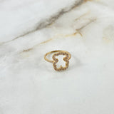 Anillo Oso TS 2.75gr / T6 1/2 / Circones Blancos Oro Amarillo ©