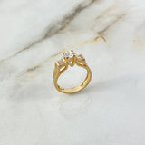 Anillo Solitario Cuadrado 4.75gr / T6 1/4 / Circones Blancos Oro Amarillo ©