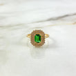 Anillo Solitario Halo 3.25gr / T7 / Circon Verde Blancos Oro Amarillo ©