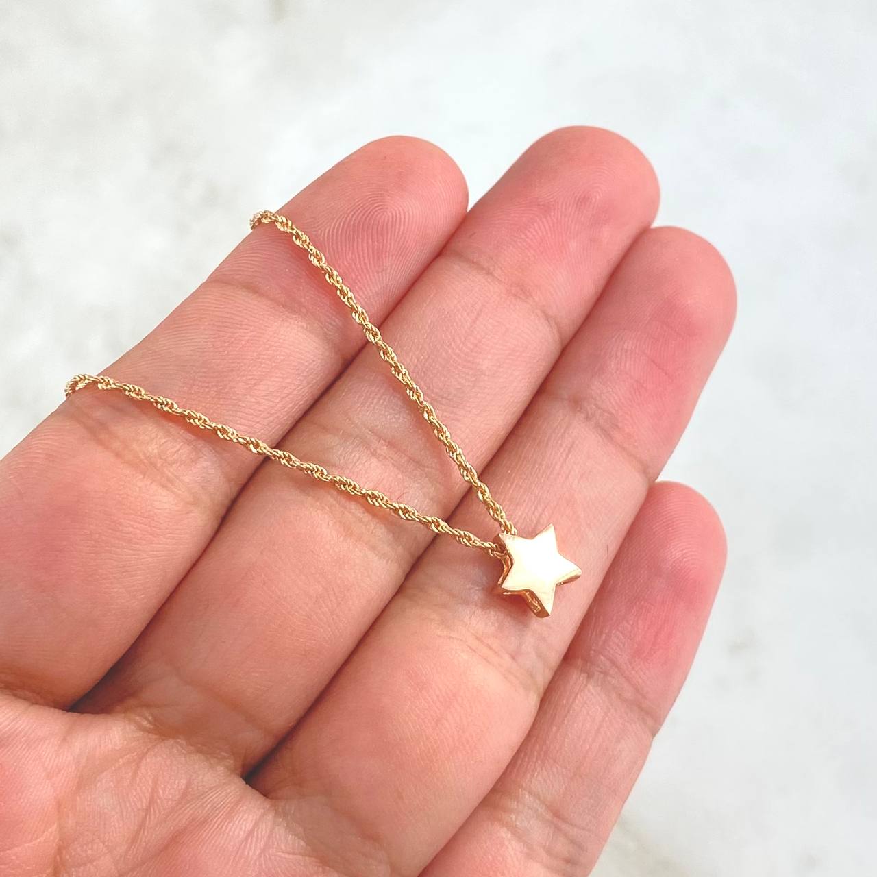 Cadena Lazo 0.9gr / 45cm + Dije Estrella Tambor 0.55gr / 0.8cm Oro Rosa (Oferta)