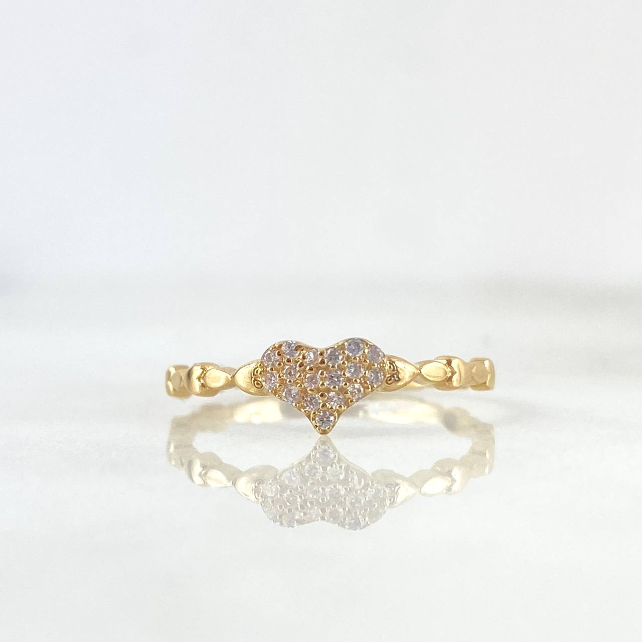 Anillo Corazones 1.6gr / T7 / Circones Blancos Oro Amarillo