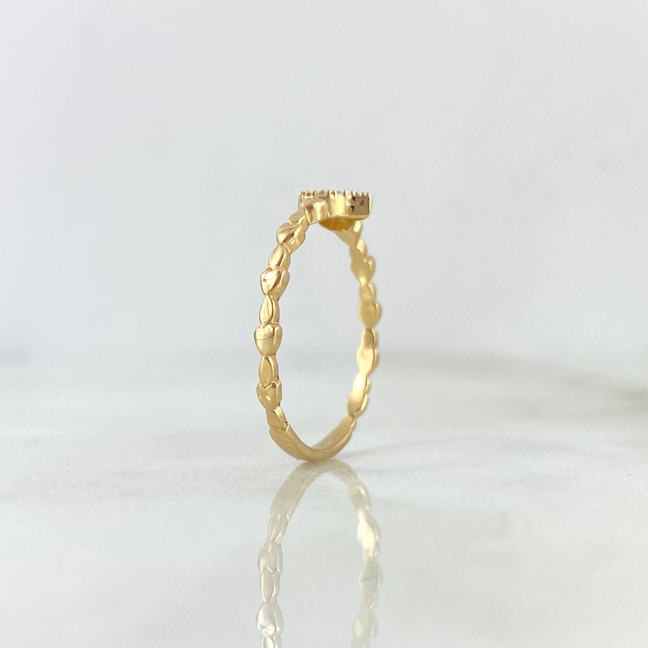 Anillo Corazones 1.6gr / T7 / Circones Blancos Oro Amarillo