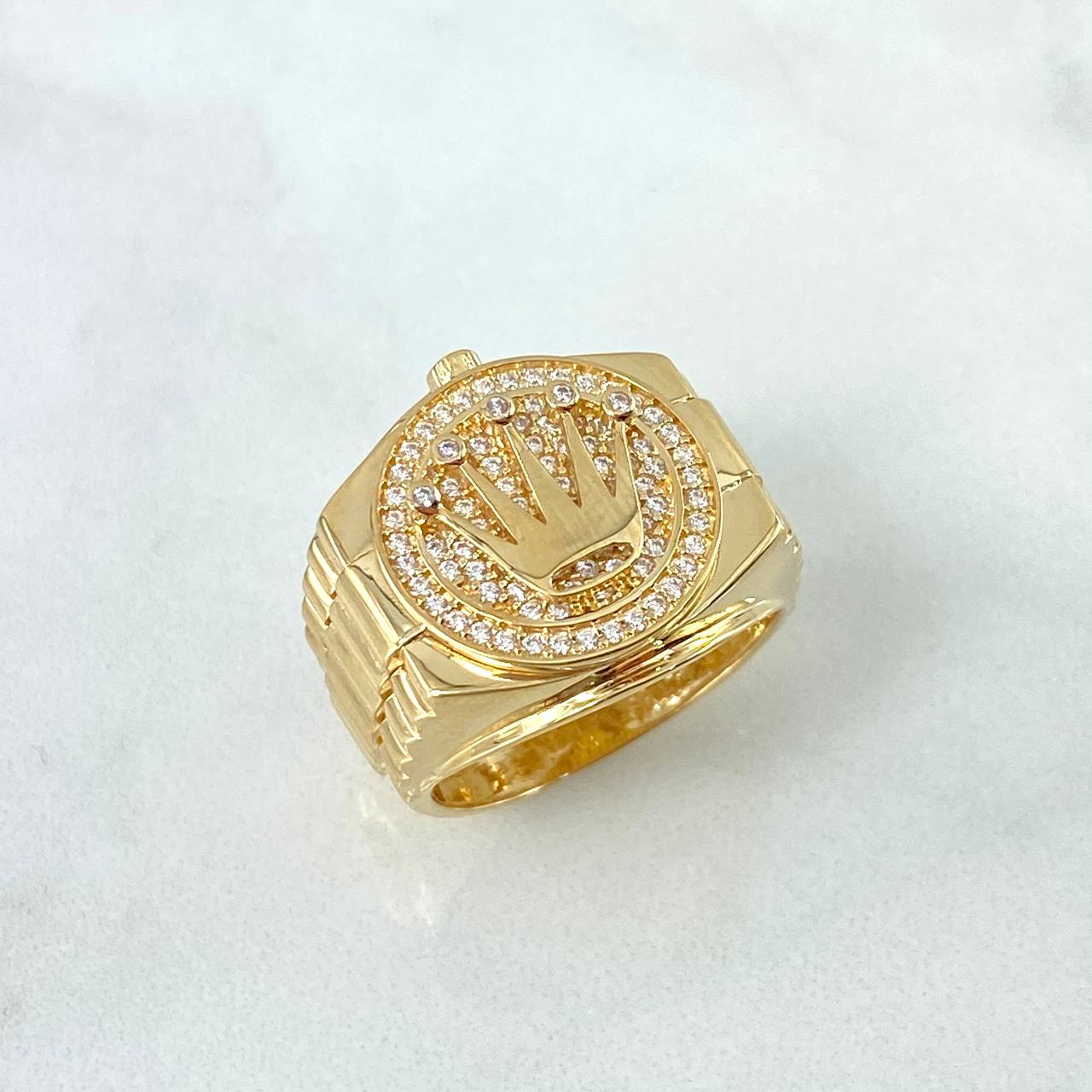 Anillo Correa RX 10gr / T9 1/4 / Circones Blancos Oro Amarillo ©