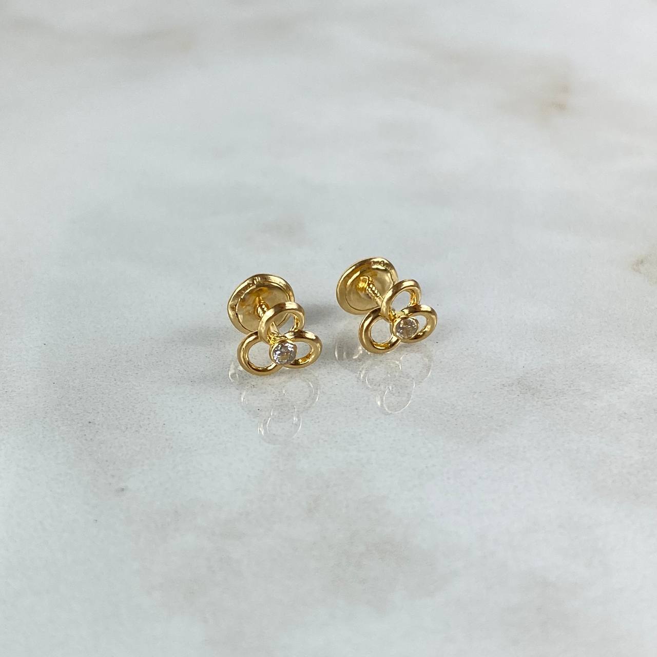 Topos Tres Aros 0.65gr / Circon Blanco Oro Amarillo ©