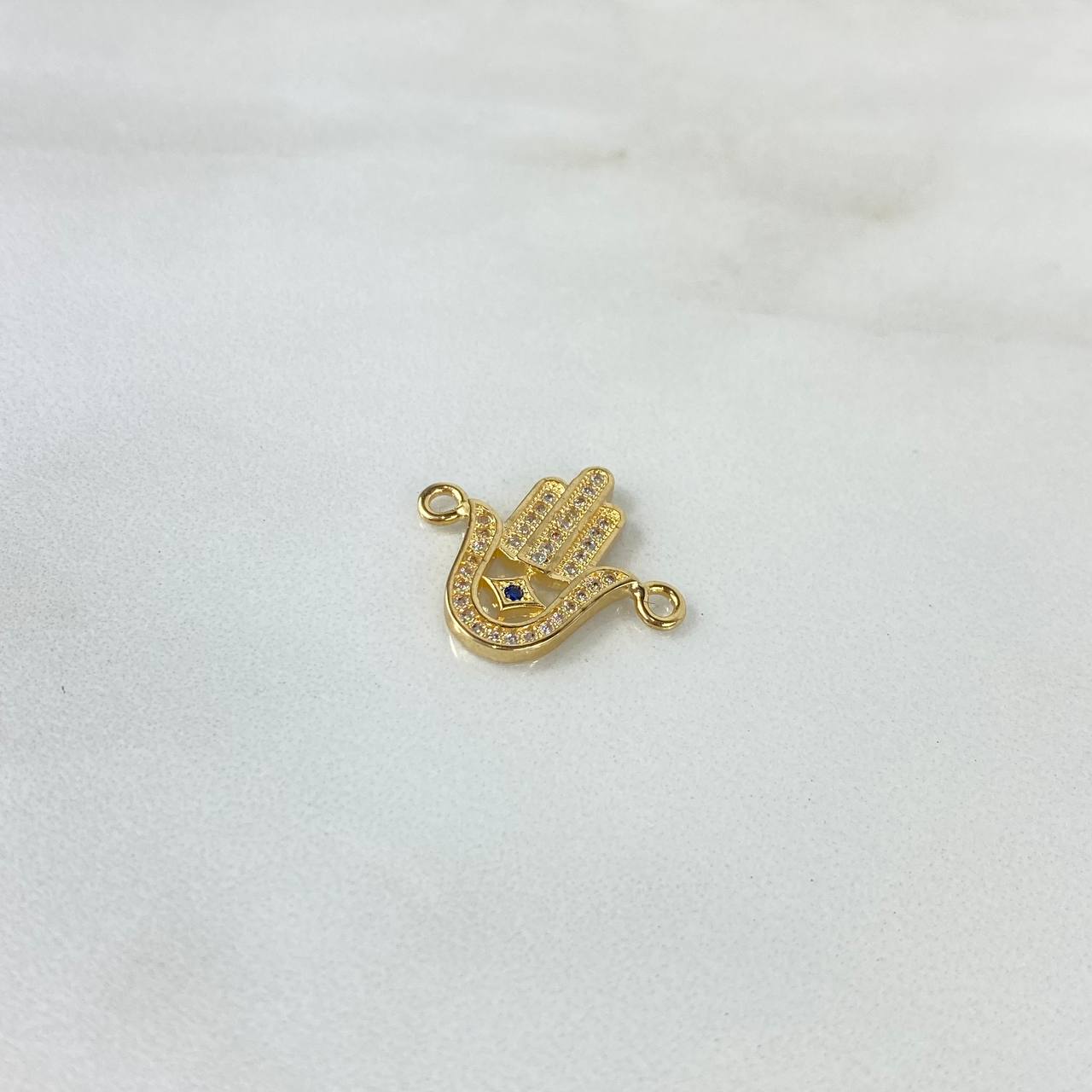 Herraje Mano Hamsa 1.95gr / 2cm / Circones Blancos Azules Oro Amarillo ©