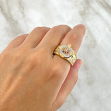 Anillo Estrella Cardinal 11.2gr / T9 1/2 / Circones Blancos Oro Amarillo *