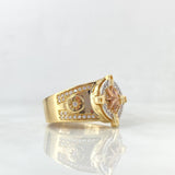 Anillo Estrella Cardinal 11.2gr / T9 1/2 / Circones Blancos Oro Amarillo *