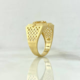 Anillo Cinturon Cuadrado Caballo 10.4gr / T11 1/2 / Circones Blancos Oro Amarillo *