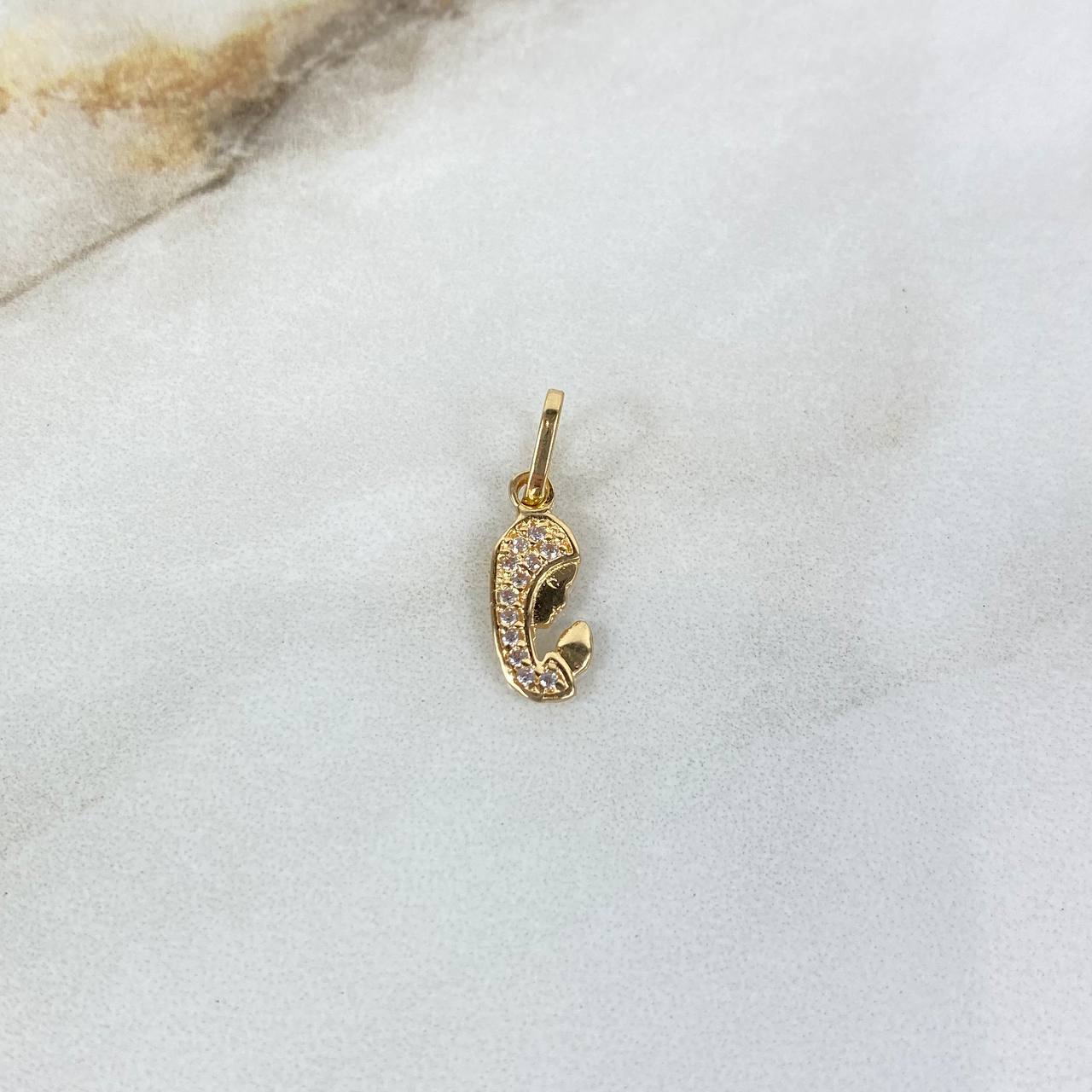 Dije Virgen Maria 0.6gr / 1.8cm / Circones Blancos Oro Amarillo ©