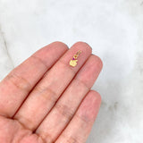 Dije Manzana 0.3gr / 1.5cm Circon Fucsia  Oro Amarillo