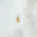 Dije Manzana 0.3gr / 1.5cm Circon Fucsia  Oro Amarillo