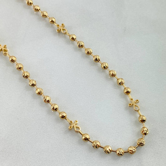 Cadena Militar Cruces 15.55gr / 50cm / 3mm Diamantada-Lisa Oro Amarillo Nac.Esp