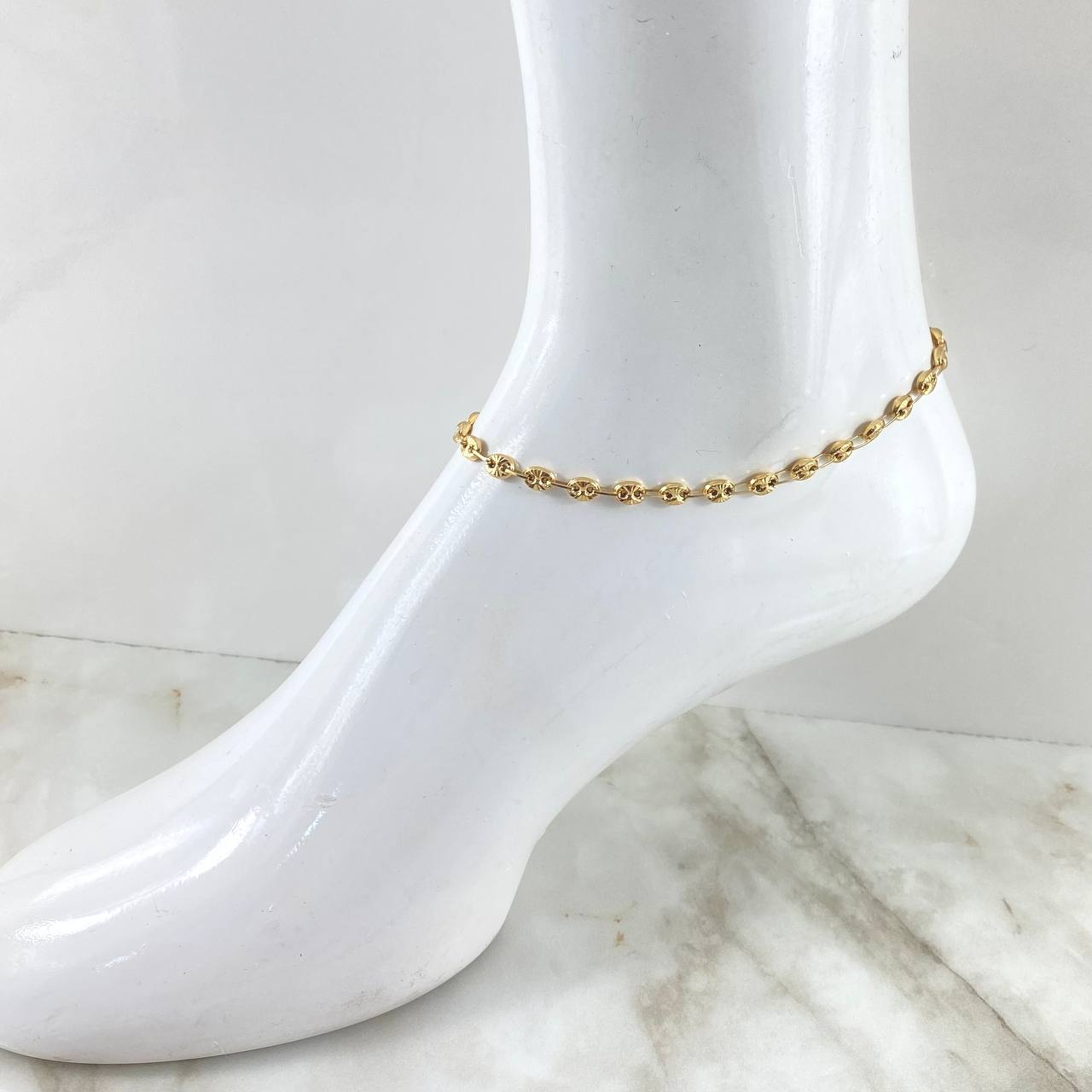 Tobillera GC 5.45gr / 26cm / 4.8mm Diamantada Oro Amarillo 18K *