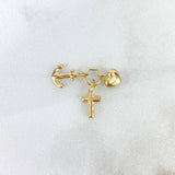 Dije Tres Gracias 0.55gr / 1.5cm / "Cruz- Corazón-Ancla" Oro Amarillo 18K