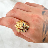 Anillo Indio 11.5gr / T10 / Circones Colores Naranjas Oro Amarillo *