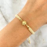 Pulsera Beige Sol Troquelado 0.65gr / 4mm-3mm Bolas Lisas 4 und Oro Amarillo *