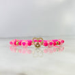 Pulsera Fucsia Raton Castillo Corazonado 0.95gr / 4mm-3mm Bolas Lisas 4 und Circones Blancos Oro Amarillo *