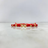 Pulsera Roja Infinito Neo Separado 0.8gr / 4mm-3mm Bolas Lisas 6 und Oro Amarillo *