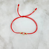 Pulsera Roja Corazon Silueta Sencillo 0.55gr / 4mm-3mm Bolas Lisas 4 und Oro Amarillo *