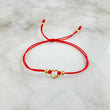 Pulsera Roja Corazon Silueta Sencillo 0.55gr / 4mm-3mm Bolas Lisas 4 und Oro Amarillo *