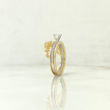 Anillo Corona Real Doble Solitario 4.85gr / T8 1/4 / Circones Blancos Dos Oros Amarillo Blanco