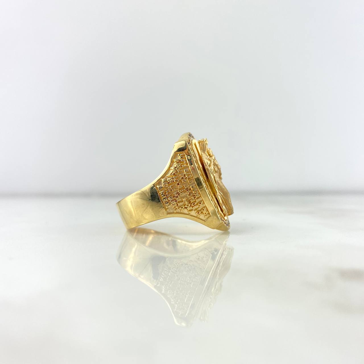 Anillo Virgen del Carmen 14.9gr / T10 3/4 / Circones Blancos-Cafés Oro Amarillo