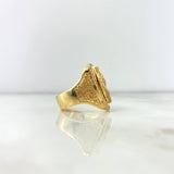 Anillo Virgen del Carmen 14.9gr / T10 3/4 / Circones Blancos-Cafés Oro Amarillo