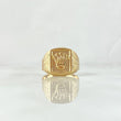 Anillo Sello Rectangulo Corona RX 3.55gr / T11 / Texturizado Oro Amarillo 18K *