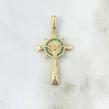 Dije Cruz Cristo 5.35gr / 4.8cm / Circones Verdes Oro Amarillo