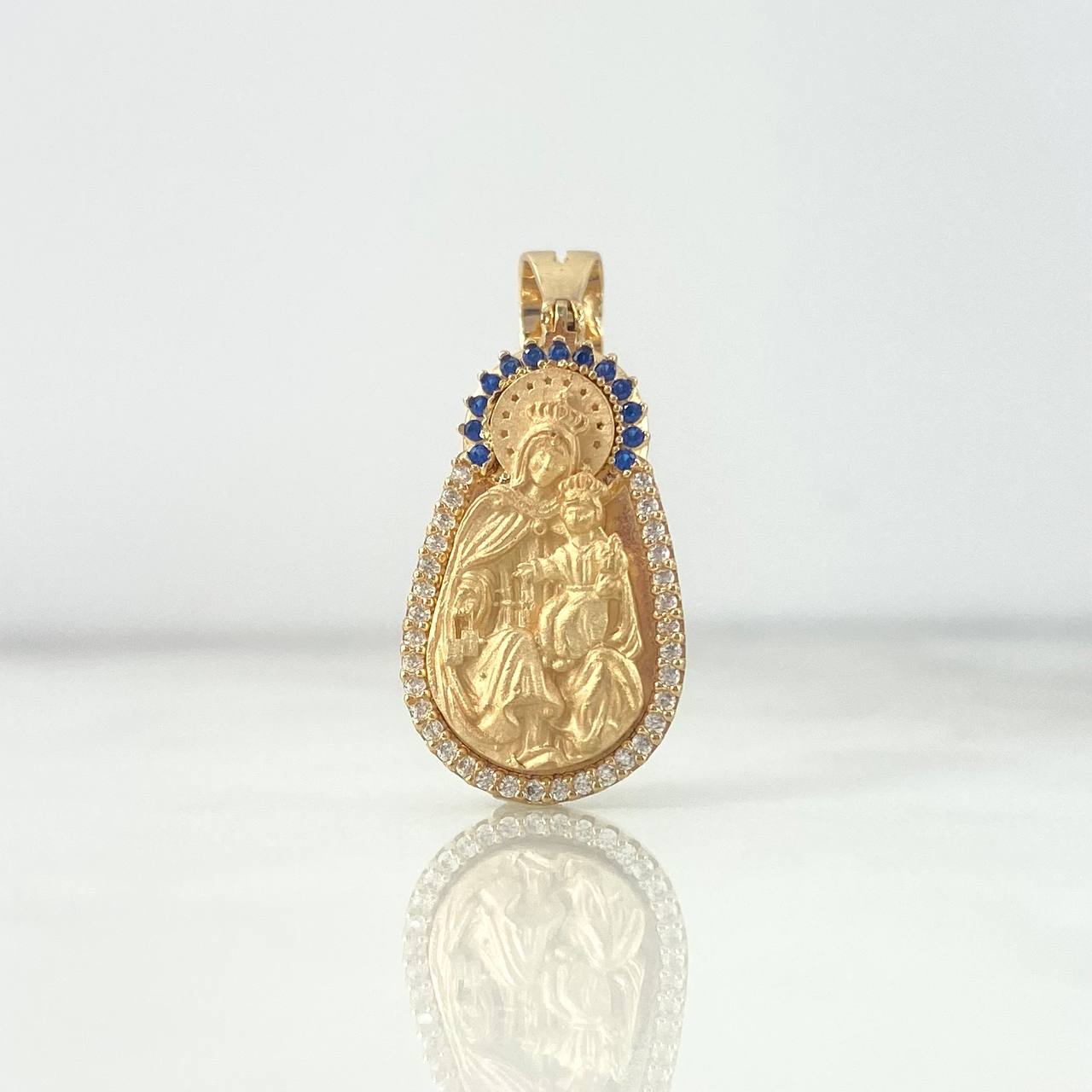 Dije Virgen Del Carmen 5.2gr / 3.2cm / Circones Blancos Azules Oro Amarillo