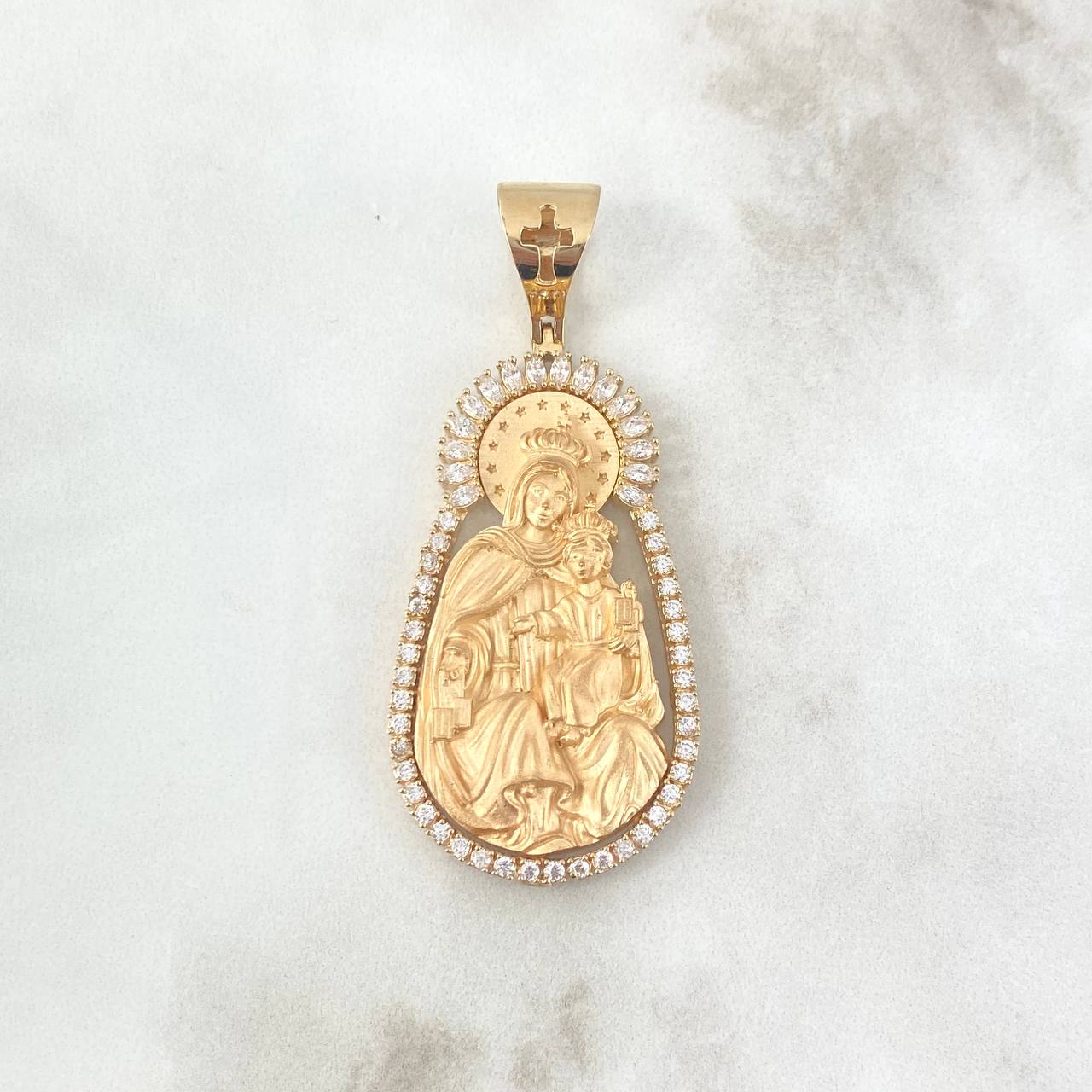 Dije Virgen Del Carmen 19.25gr / 5.8cm / Circones Blancos Oro Amarillo