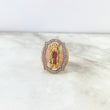 Anillo Virgen Guadalupe 15.9gr / T8 1/2 / Circones Blancos-Verdes-Fucsias Tres Oros