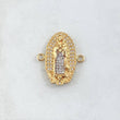 Herraje Virgen Guadalupe Silueta Basteada 4.9gr / 2.4cm / Circones Blancos Oro Amarillo 18K *