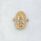 Herraje Virgen Guadalupe Silueta Basteada 4.9gr / 2.4cm / Circones Blancos Oro Amarillo 18K *