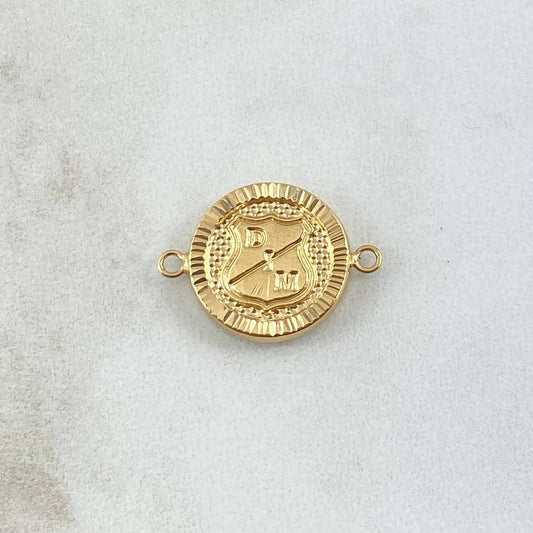 Herraje Escudo Deportivo Independiente De Medellin 1.4gr / 2.1cm / Circulo Texturizado Oro Amarillo 18K *