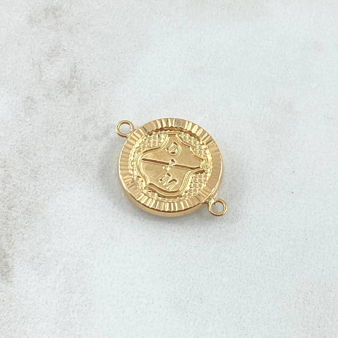 Herraje Escudo Deportivo Independiente De Medellin 1.4gr / 2.1cm / Circulo Texturizado Oro Amarillo 18K *