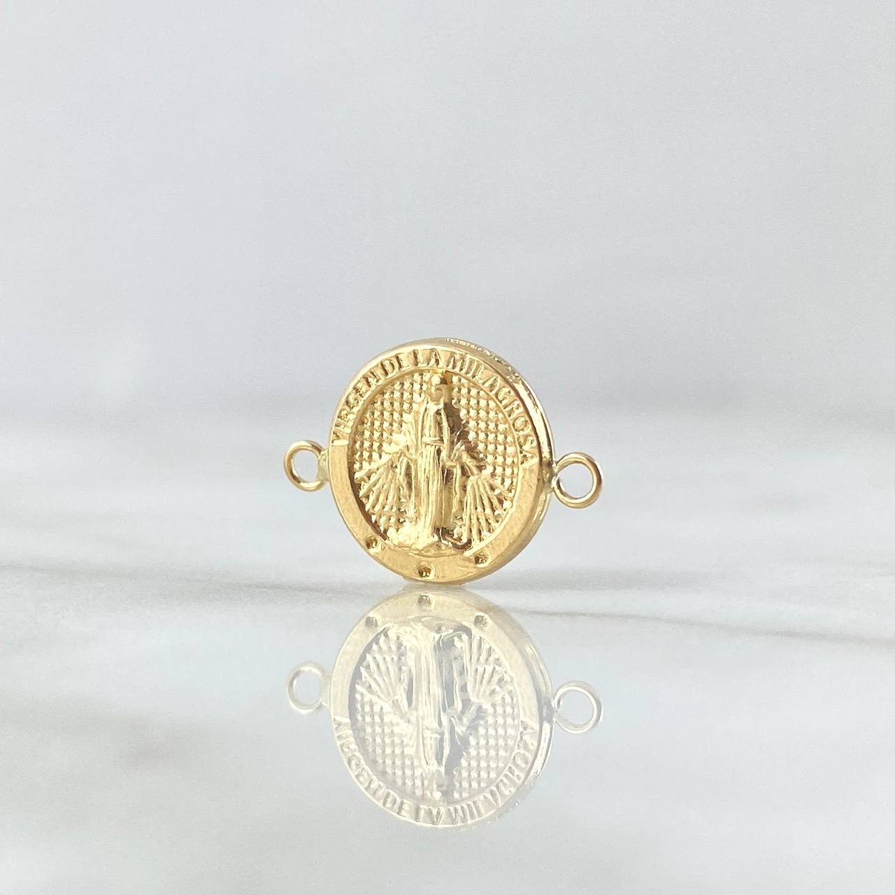 Herraje Virgen Milagrosa 0.8gr / 1.6cm / Circulo Texturizado Oro Amarillo 18K *