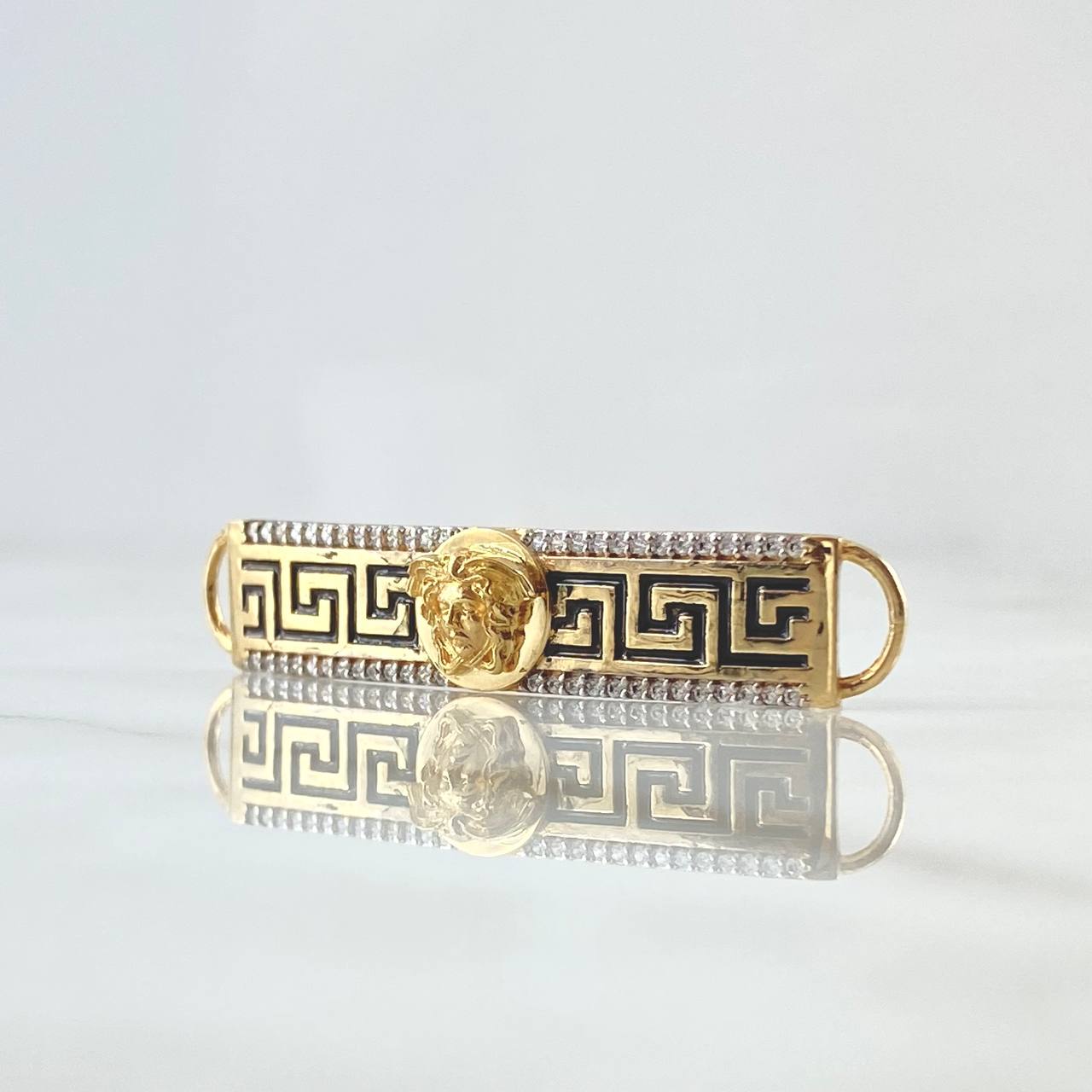 Herraje Medusa Tribal 4.8gr / 4.5cm / Circones Blancos Oro Amarillo 18K *