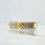 Herraje Medusa Tribal 4.8gr / 4.5cm / Circones Blancos Oro Amarillo 18K *