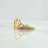 Anillo Tiara 15s 1.55gr / T5 1/2 / Circones Blancos Verdes Azul Fucsia Oro Amarillo 18K