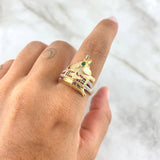 Anillo Elefante Indio 7.75gr / T9 1/4 / Circones Verdes Fucsias Blancos Negros Dos Oros Amarillo Blanco *