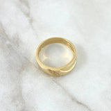 Anillo Argolla Diagonal Basteado 5.55gr / T9 1/2 / Circones Blancos Oro Amarillo 18K