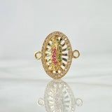 Herraje Virgen Guadalupe  2.15gr / 1.7cm / Ovalo Filigrana Circones Blancos Verdes Fucsia Oro Amarillo 18K