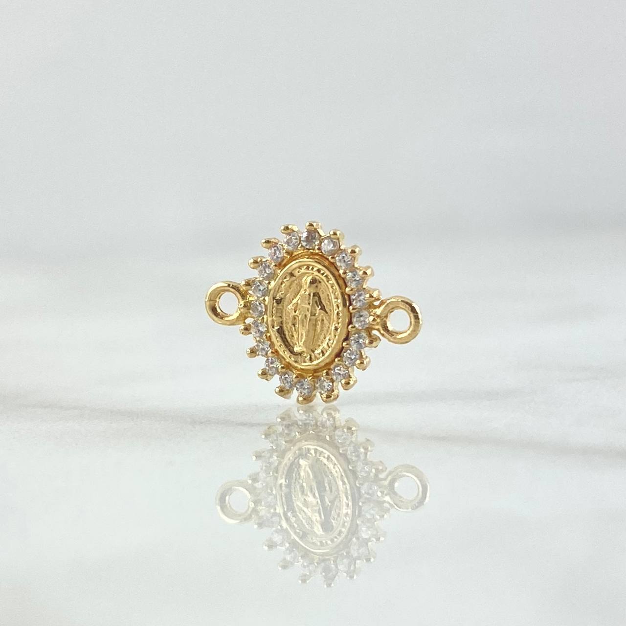 Herraje Virgen Milagrosa 0.55gr / 1.2cm / Circones Blancos  Oro Amarillo 18K