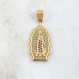 Dije Virgen Guadalupe Silueta  4.65gr / 3.5cm / Circones Blancos Verdes Fucsia Oro Amarillo 18K *