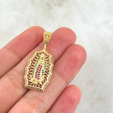 Dije Virgen Guadalupe Silueta  4.65gr / 3.5cm / Circones Blancos Verdes Fucsia Oro Amarillo 18K *